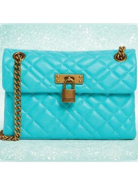 Kurt Geiger London Brixton Quilted Leather Chain Shoulder Bag Teal w/DustBag